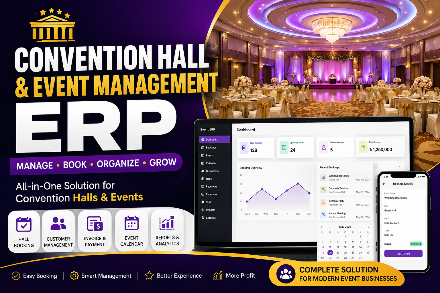 Convention Hall And Event Management ERP